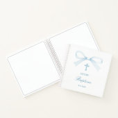 Carnet Watercolor Blue Bow Baptism Guest Book (Intérieur)