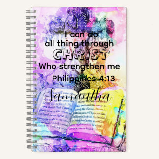 Carnet Watercolor cross bible verse Christian 