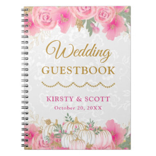 Carnet Watercolor Fall Floral Pumpkin Wedding Guest Book