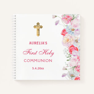 Carnet Watercolor Flowers First Communion Guest Book