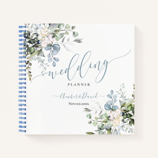 CARNET WATERCOLOR FOLIOR DUSTY BLUE GUM WEDDING PLANNER (Devant)