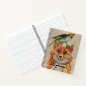 Carnet Watercolor Fox Floral Collage Nom personnalisé (Intérieur)