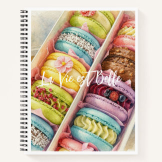 Carnet Watercolor French Macarons Box Spiral Notebook