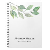 Carnet Watercolor Greenery Personalized Job Title (Devant)