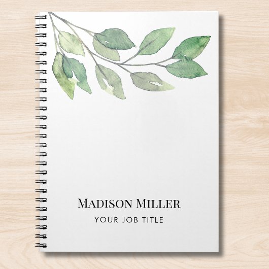 Carnet Watercolor Greenery Personalized Job Title