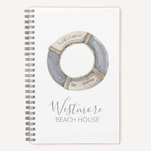 Carnet Watercolor Life Preserver Beach House