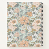 Carnet Watercolor Light Peach Floral on Mint  (Dos)
