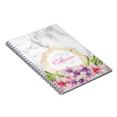 Carnet Watercolor Magnolias on Faux Marble Texture (Côté Droit)