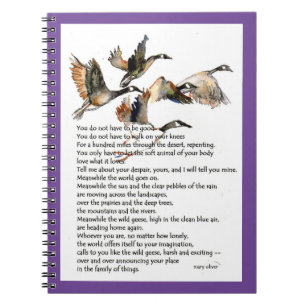 Carnet watercolor of geese with mary oliver's poem