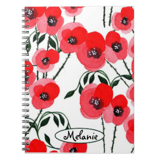 Carnet Watercolor poppy flowers botanical