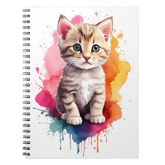 Carnet Watercolor Splash Art Kitty Chat Splatter Peinture (Devant)