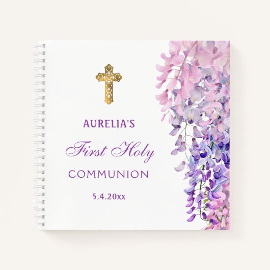 Carnet Watercolor Wisteria First Communion Guest Book (Devant)