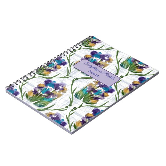 Carnet Watercolour Iris Floral Wreath Notebook (Côté gauche)