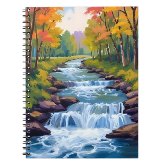 Carnet Waterfall Nature Landscape Painting (Devant)