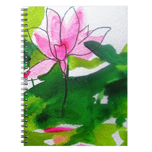 Carnet Waterlily abstract watercolour flower art (Devant)