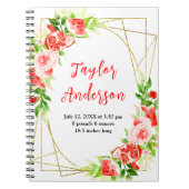 Carnet Watermelon and Pomegranate Baby Birth Stats (Devant)