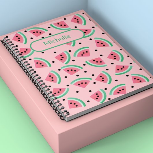 Carnet Watermelon motif fruit rose nom personnalisé
