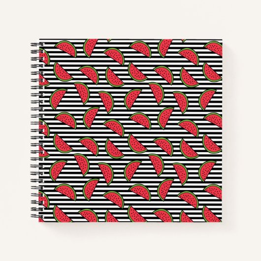 Carnet Watermelon sur Motif Black & White Stripes (Devant)