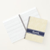 Carnet Wavy Painterly Stripes Navy and Cream With Name (Intérieur)