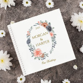 Carnet Wedding Guest Book with Soft Peach & Blue Flowers