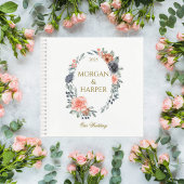 Carnet Wedding Guest Book with Soft Peach & Blue Flowers