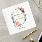Carnet Wedding Guest Book with Soft Peach & Blue Flowers