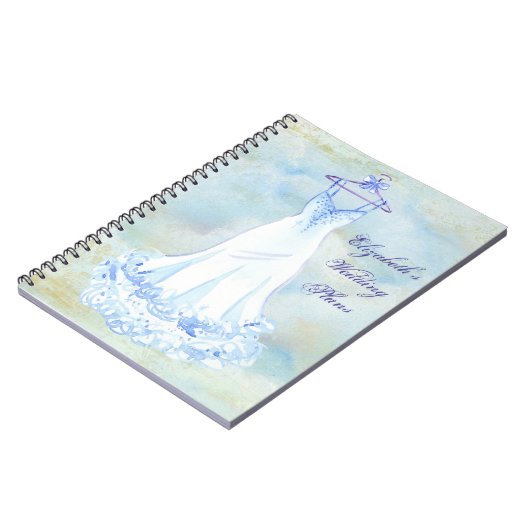 Carnet Wedding planner blanc d'aquarelle de robe (Côté gauche)