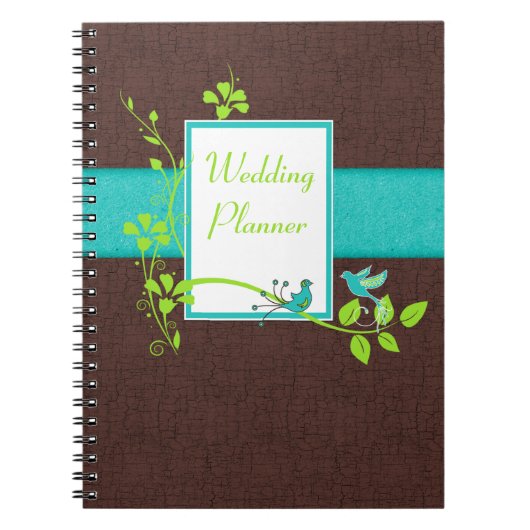 Carnet Wedding planner blanc vert Brown Aqua (Devant)