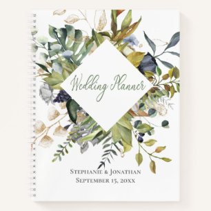 Carnet Wedding planner bleu et vert tropical