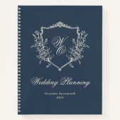 Carnet Wedding planner bleu marine de Monogram Crest (Devant)