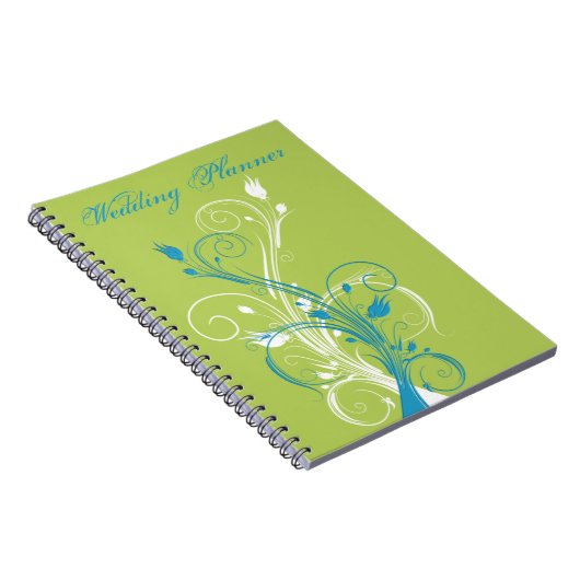 Carnet Wedding planner bleu vert blanc (Côté Droit)