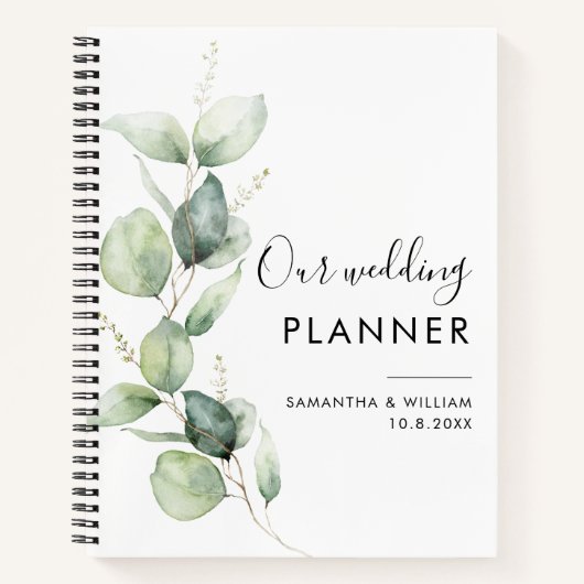 Carnet Wedding planner botanique moderne Eucalyptus (Devant)