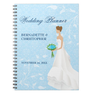 Carnet Wedding planner de bleu de jeune mariée de brune