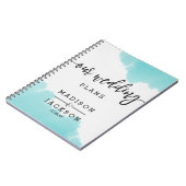 Carnet Wedding planner de brosse Aqua Watercolor (Côté gauche)