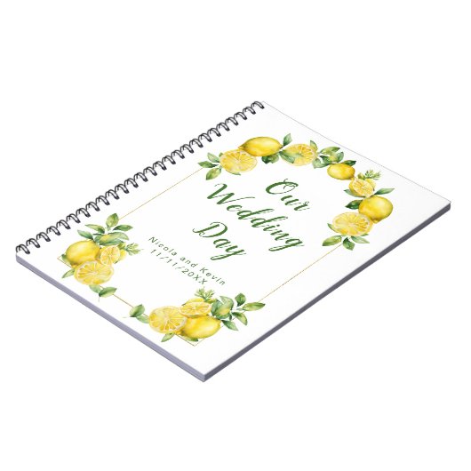 Carnet Wedding planner de cadre vert citron italien (Côté gauche)