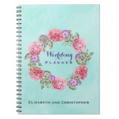 Carnet Wedding planner de courme d'aquarelle florale (Devant)