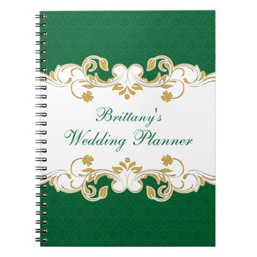 Carnet Wedding planner de défilement vert, blanc, (Devant)