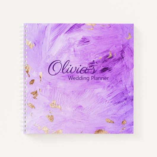 Carnet Wedding planner de nom Abstrait Purple Gold (Devant)