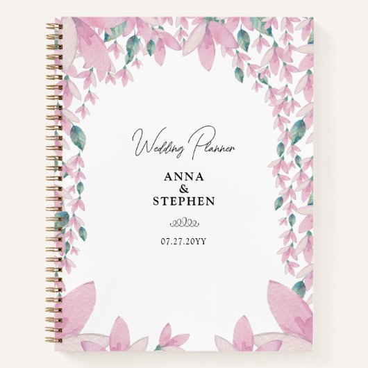 Carnet Wedding planner de Wisteria rose de charme (Devant)