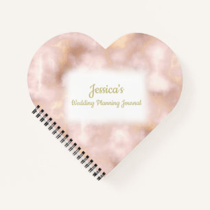 Carnet Wedding planner en marbre doré Rose vintage