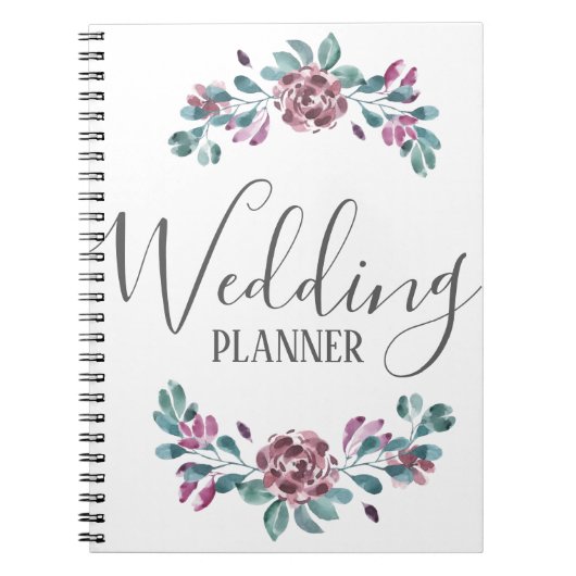 Carnet Wedding planner fleuri à l'aquarelle de pivoine vi (Devant)
