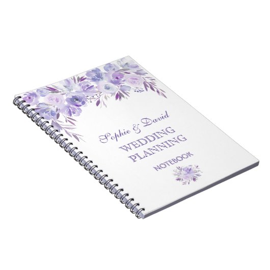 Carnet Wedding planner Floral bleu clair pourpre (Côté Droit)