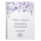 Carnet Wedding planner Floral bleu clair pourpre (Devant)