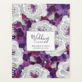 Carnet Wedding planner floral d'argent violet (Devant)