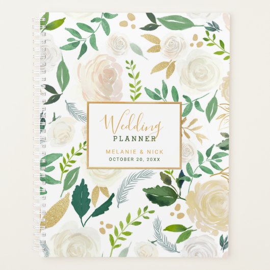 Carnet Wedding planner or blanc chic (Devant)