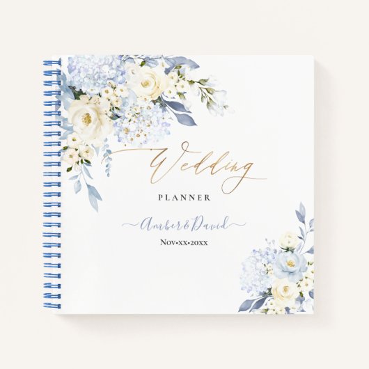 Carnet Wedding planner ROSE H2 BLUE HYDE CRÈME (Devant)