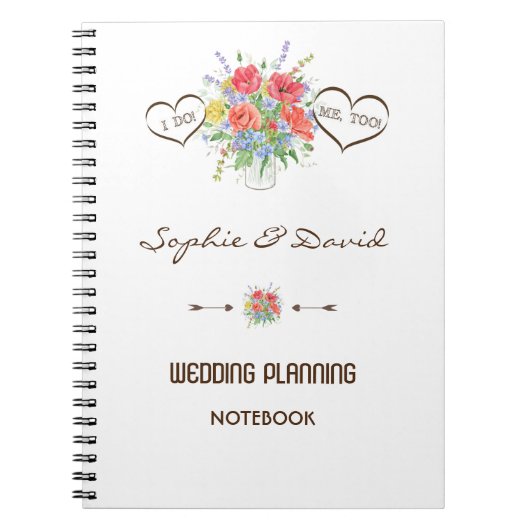 Carnet Wedding planner Rustique Aquarelle Fleurs sauvages (Devant)