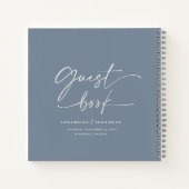 Carnet Weeding guest book bleu poussiéreux minimal modern (Dos)