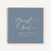 Carnet Weeding guest book bleu poussiéreux minimal modern (Devant)