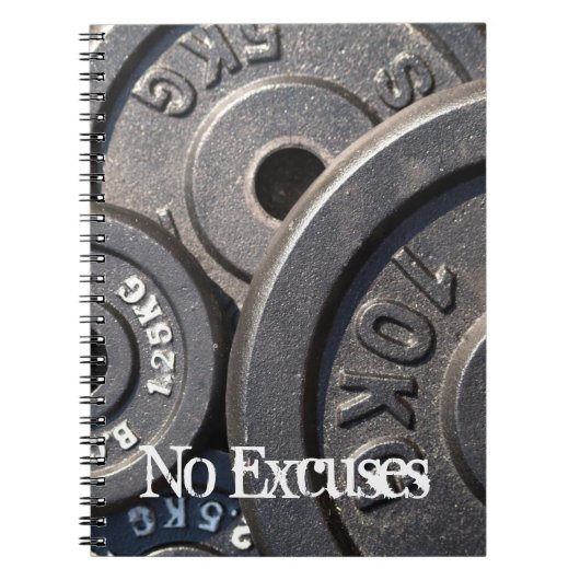 Carnet Weightlifting Plates, No Excuses (Devant)